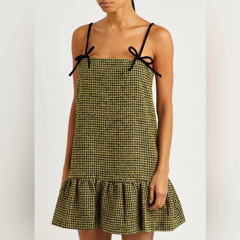 GANNI Woollen Check Mini Dress